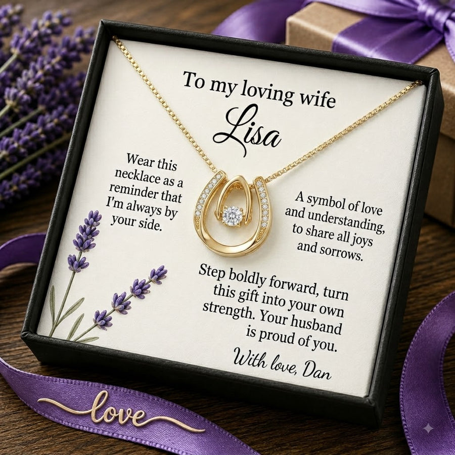 Personalized Love Necklace for Wife Girlfriend, Custom Name Necklace Gift with Message Card, Anniversary Birthday Jewelry Gift for Her