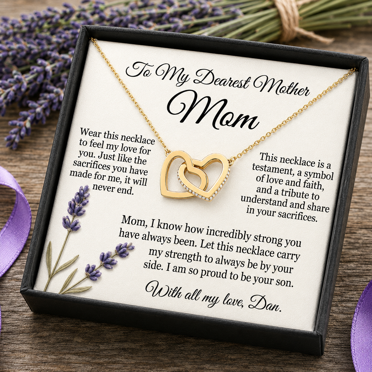 Personalized Love Necklace for Wife Girlfriend, Custom Name Necklace Gift with Message Card, Anniversary Birthday Jewelry Gift for Her