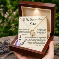 Personalized Love Knot Necklace for Wife Girlfriend, Custom Name Necklace Gift with Message Card, Anniversary Birthday Jewelry Gift for Her