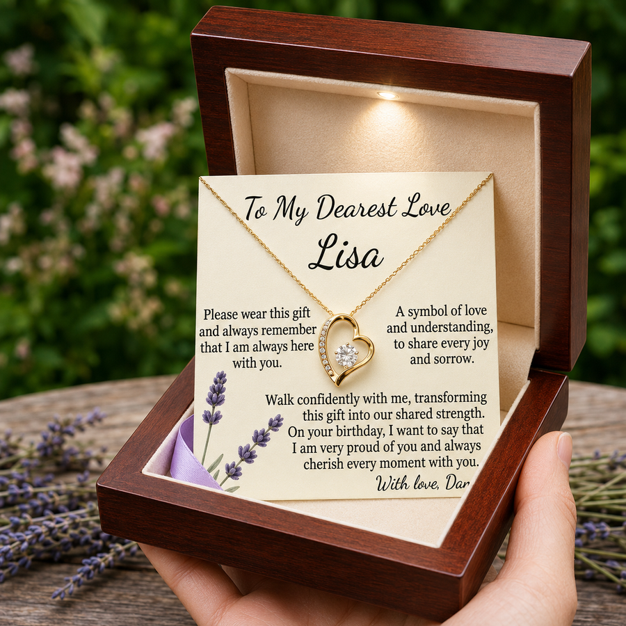 Personalized Love Knot Necklace for Wife Girlfriend, Custom Name Necklace Gift with Message Card, Anniversary Birthday Jewelry Gift for Her