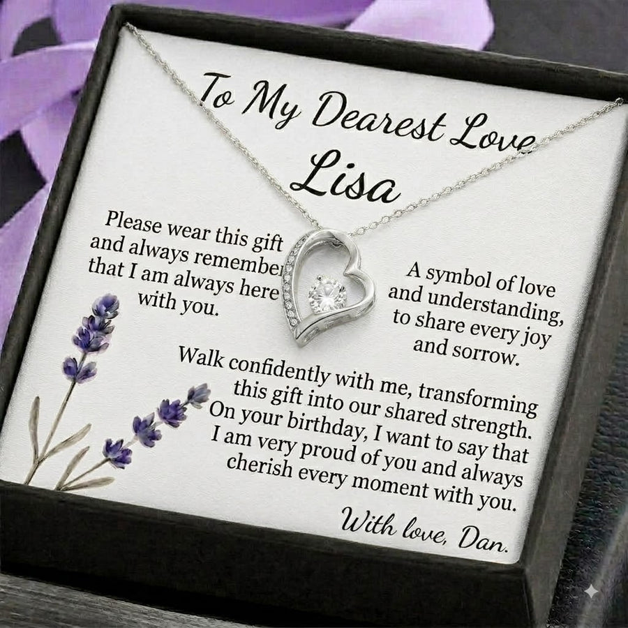 Personalized Love Knot Necklace for Wife Girlfriend, Custom Name Necklace Gift with Message Card, Anniversary Birthday Jewelry Gift for Her