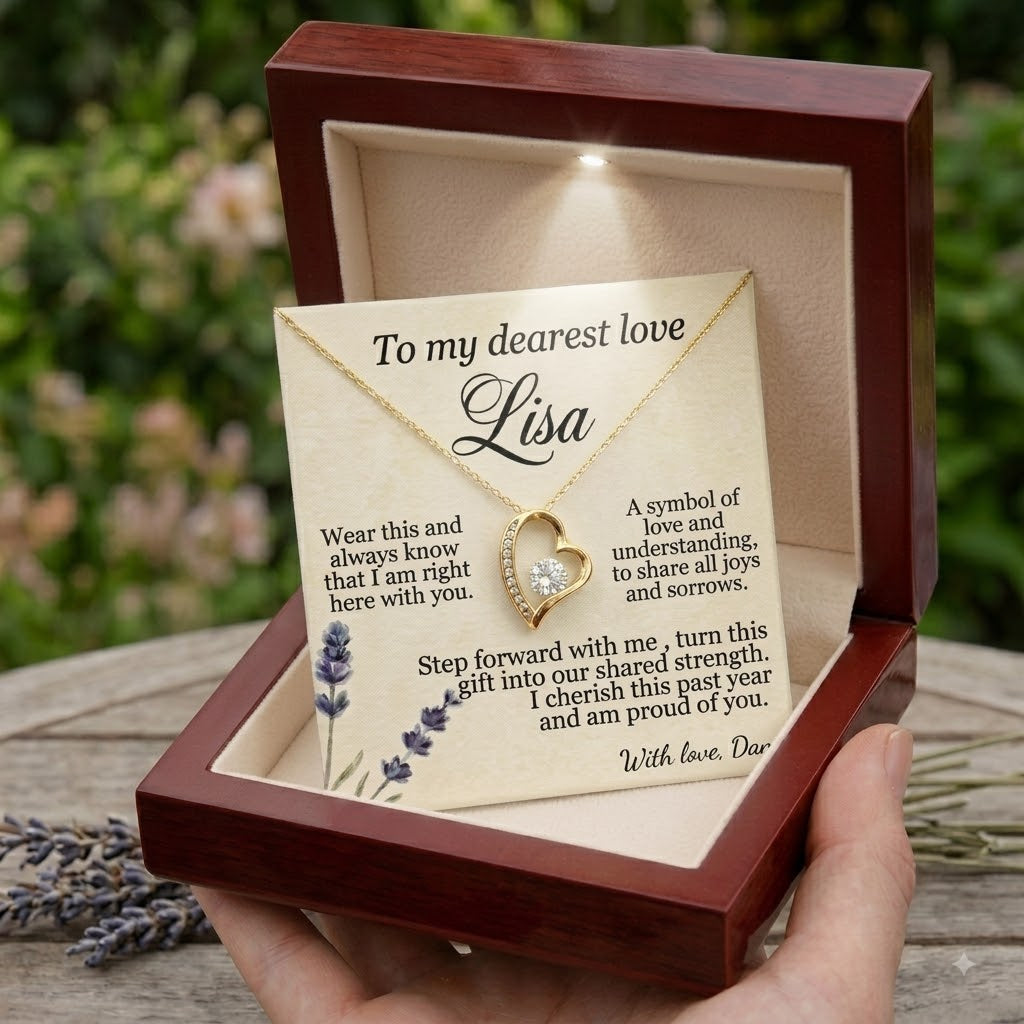 Personalized Love Knot Necklace for Wife Girlfriend, Custom Name Necklace Gift with Message Card, Anniversary Birthday Jewelry Gift for Her