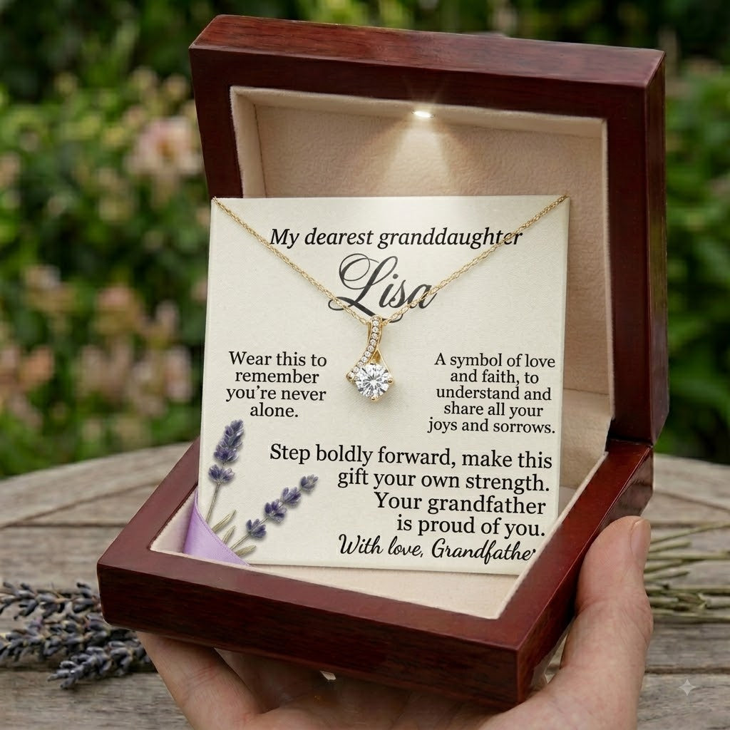 Personalized To My Granddaughter Necklace from Grandpa, Custom Name Jewelry Gift for Granddaughter, Birthday Graduation Gift from Grandfather
