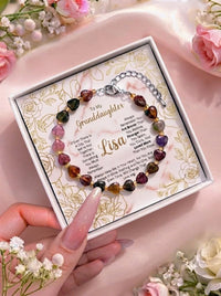 Custom Granddaughter Bracelet, Personalized Heart Crystal Bracelet, To My Granddaughter Gift Box, Meaningful Birthday Christmas Gift For Her