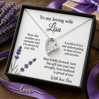 Personalized Love Necklace for Wife Girlfriend, Custom Name Necklace Gift with Message Card, Anniversary Birthday Jewelry Gift for Her
