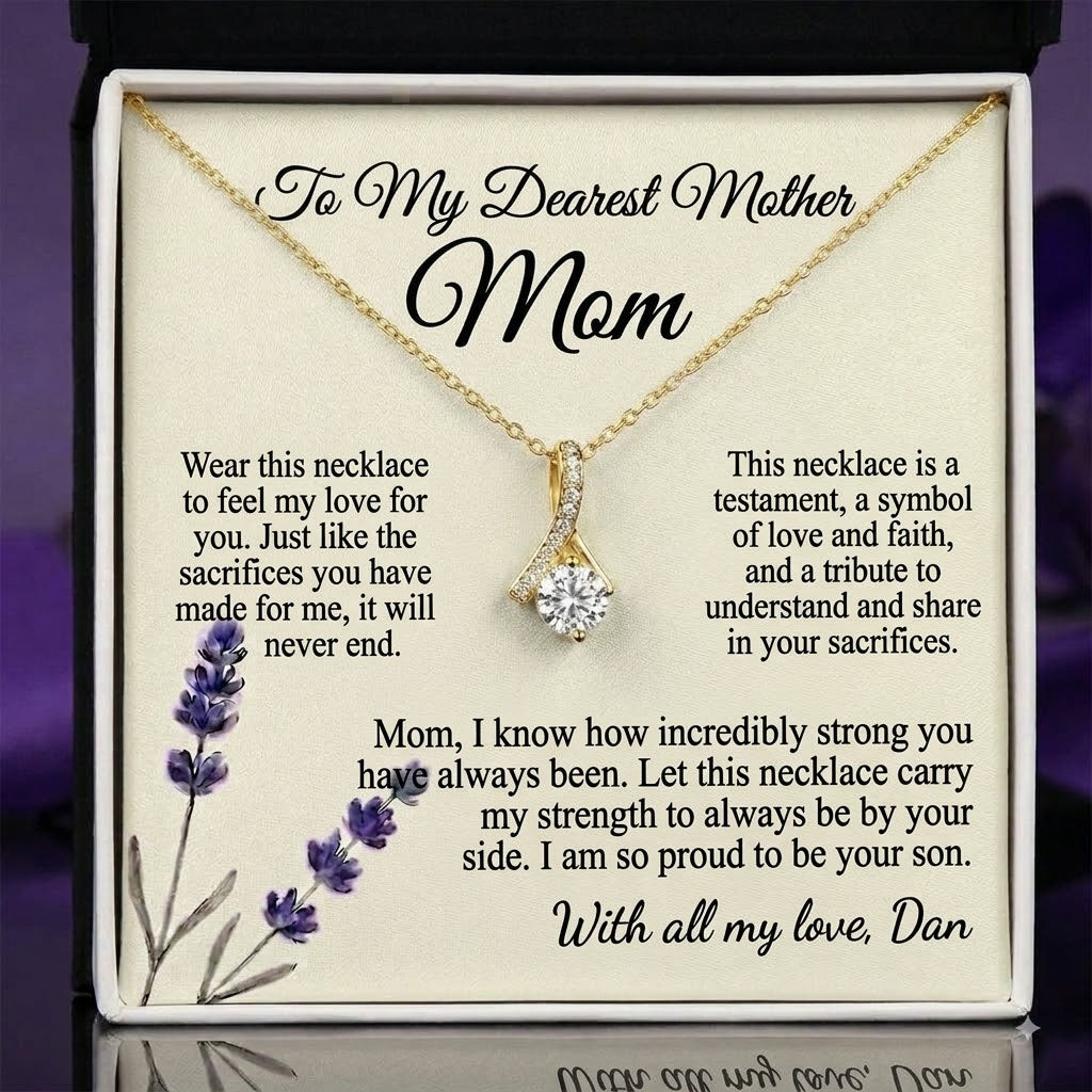 Personalized Love Necklace for MOM, Custom Name Necklace Gift with Message Card, Anniversary Birthday Jewelry Gift for Her