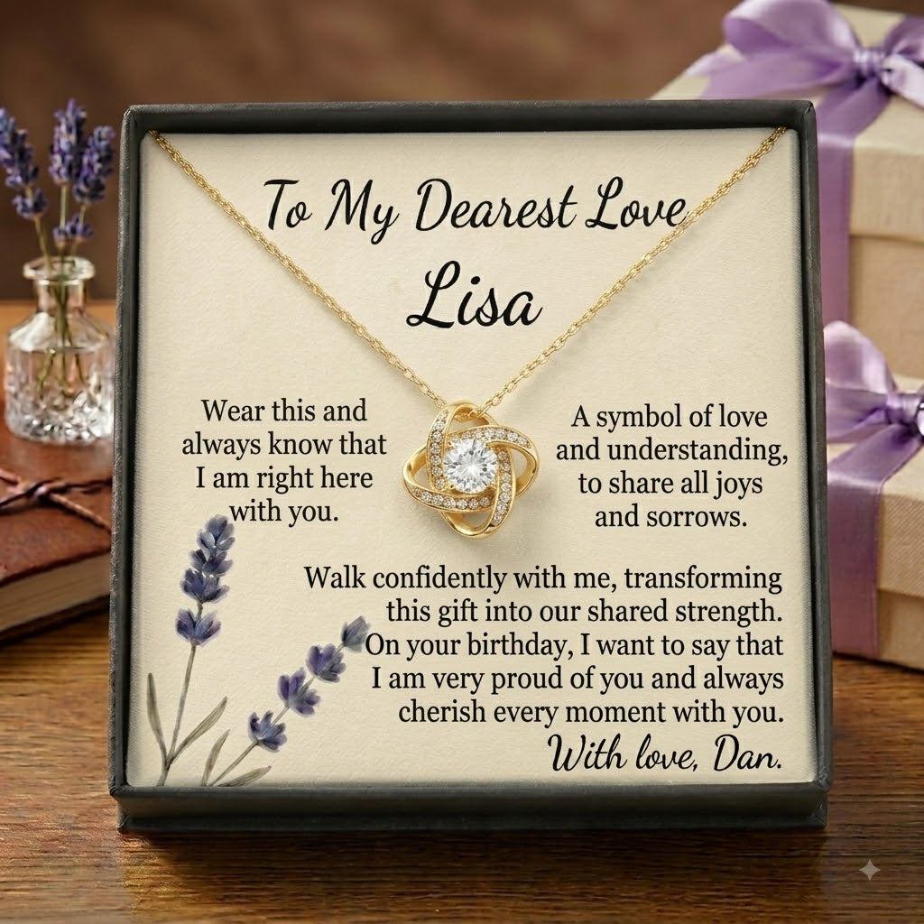 Personalized Love Necklace for Girlfriend, Custom Name Necklace Gift with Message Card, Anniversary Birthday Jewelry Gift for Her