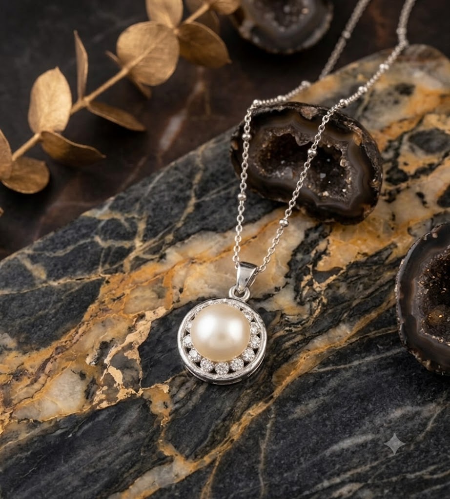 Cluster Crystal Halo Pearl Pendant Necklace, Luxury Self-Reward Jewelry for Women, Elegant Round Necklace Gift for Yourself