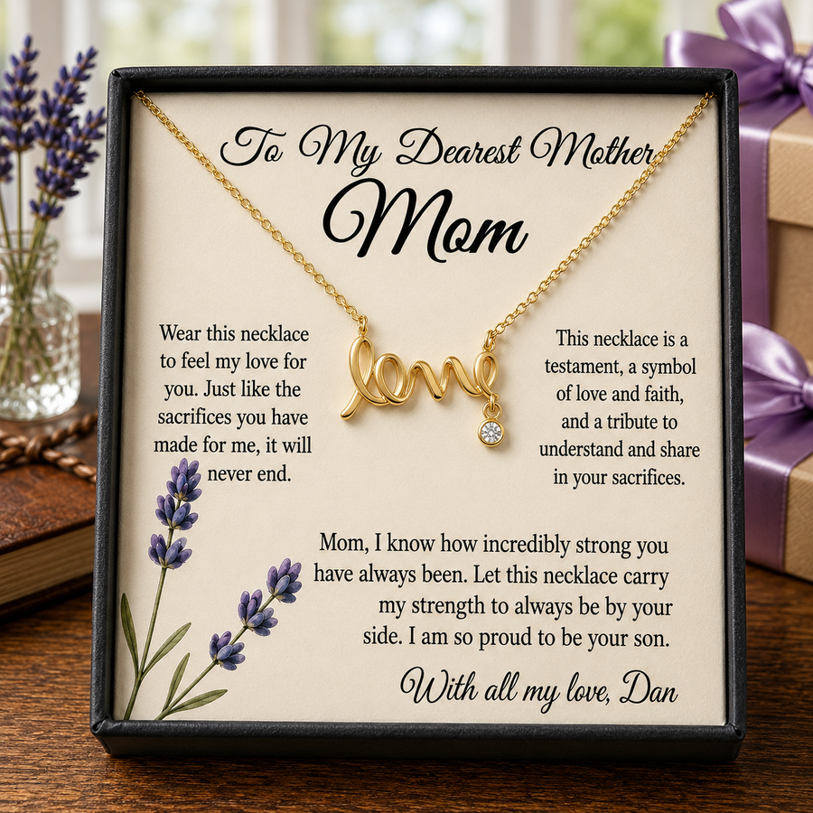 Personalized Love Necklace for Wife Girlfriend, Custom Name Necklace Gift with Message Card, Anniversary Birthday Jewelry Gift for Her