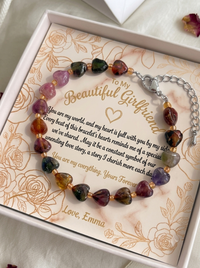 Personalized Tiger's Eye Heart Bracelet – Handmade Gemstone Gift for Her, Comes in Gift Box