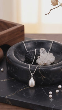 Teardrop White Pearl Pendant Necklace, Luxury Self-Reward Jewelry for Women, Elegant Drop Pearl Necklace Gift for Yourself