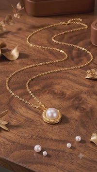 Gold Braided White Pearl Pendant Necklace, Luxury Self-Reward Jewelry for Women, Elegant Twisted Necklace Gift for Yourself