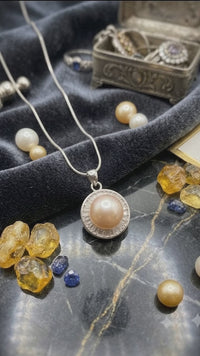 Radiant Halo Pearl Necklace for Women, Elegant Self-Care Jewelry Gift, Timeless Pendant for Yourself