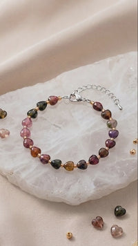 Personalized Heart Stone Bracelet for Granddaughter, Custom Message Card Jewelry, Meaningful Gift from Grandfather, Birthday Gift for Granddaughter