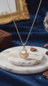 Royal Gold Pearl Necklace for Women, Elegant Self-Care Jewelry Gift, Timeless Statement Pendant for Yourself