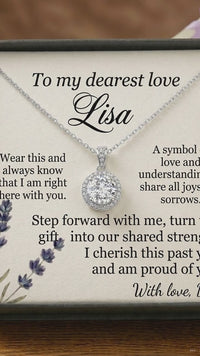 Personalized Love Knot Necklace for Wife Girlfriend, Custom Name Necklace Gift with Message Card, Anniversary Birthday Jewelry Gift for Her