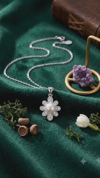 Floral Pearl Pendant Necklace for Women, Luxury Self-Purchase Jewelry, Classic Daisy Necklace Gift