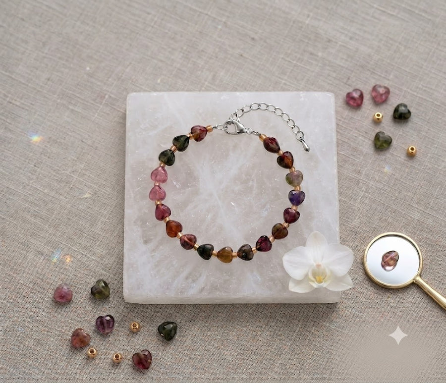 Personalized Heart Stone Bracelet for Daughter, Custom Birthday Message Card Jewelry, Meaningful Gift from Dad, Birthday Gift for Her