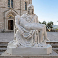 Hand-Carved Natural Stone La Pietà Statue - 63
