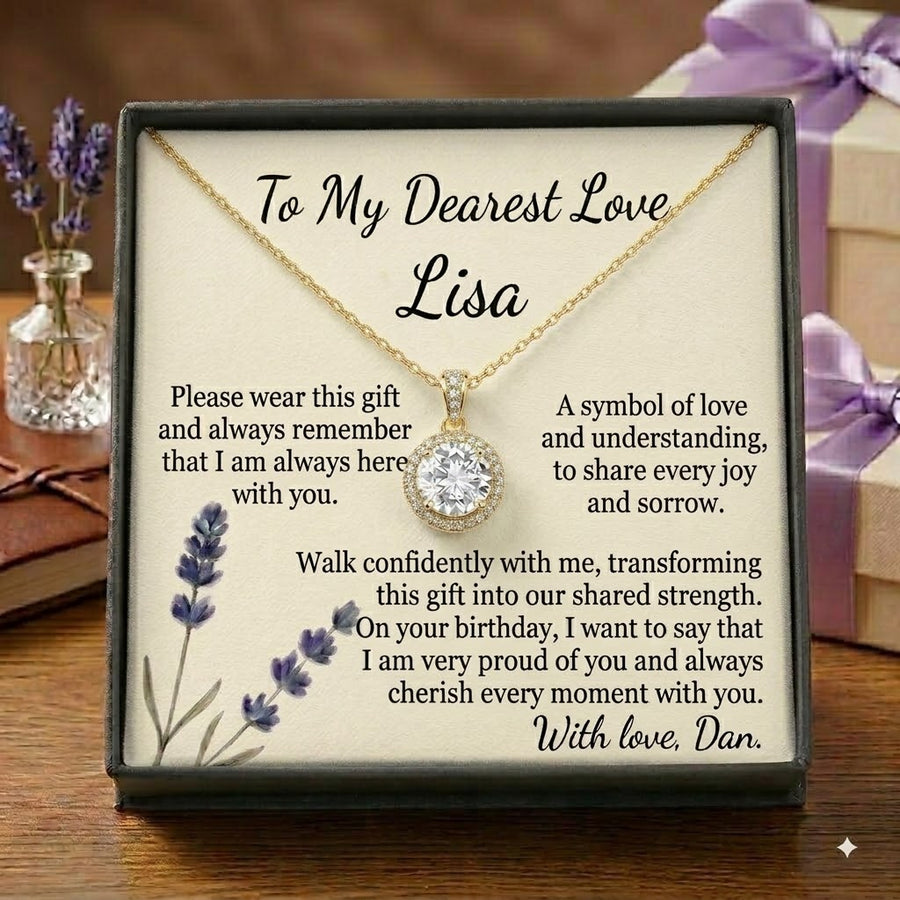 Personalized Love Knot Necklace for Wife Girlfriend, Custom Name Necklace Gift with Message Card, Anniversary Birthday Jewelry Gift for Her