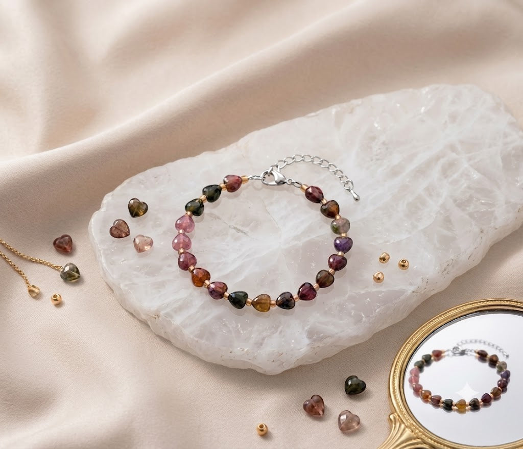 Personalized Heart Stone Bracelet for Granddaughter, Custom Message Card Jewelry, Meaningful Gift from Grandfather, Birthday Gift for Granddaughter