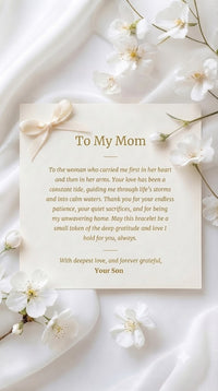 Personalized Heart Stone Bracelet for Mom, Custom Message Card Jewelry, Meaningful Mother's Day Gift from Son, Birthday Gift for Mother