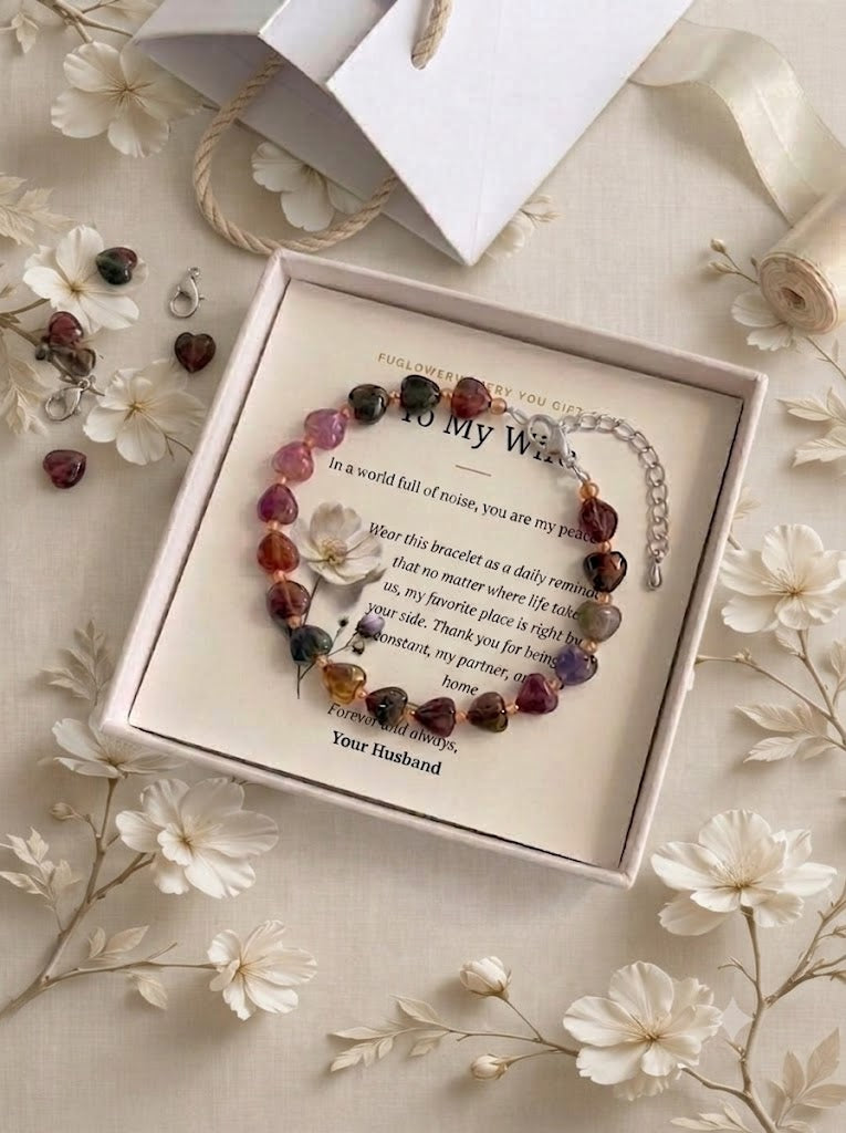 Custom Bracelet for Wife, Personalised Gift from Husband, Message Card Jewelry, Romantic Anniversary Gift, Birthday Gift for Her, Wife Appreciation