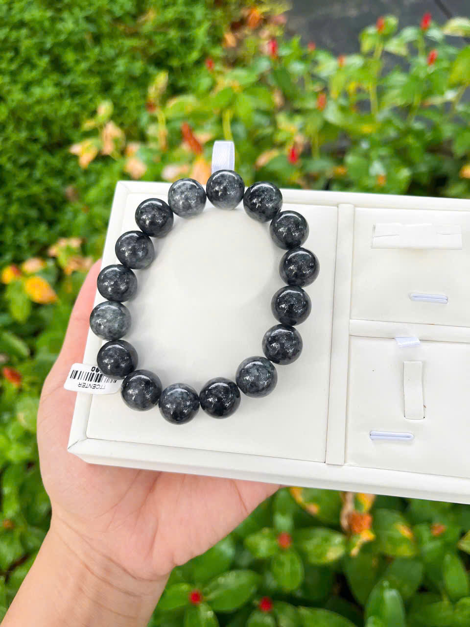 BLACK NATURAL JADEITE BEADED BRACELET, GIFT FOR MEN, SUPPER ENERGY, HIGH FASHION, GEMSTONES JEWELRY, 13.5MM