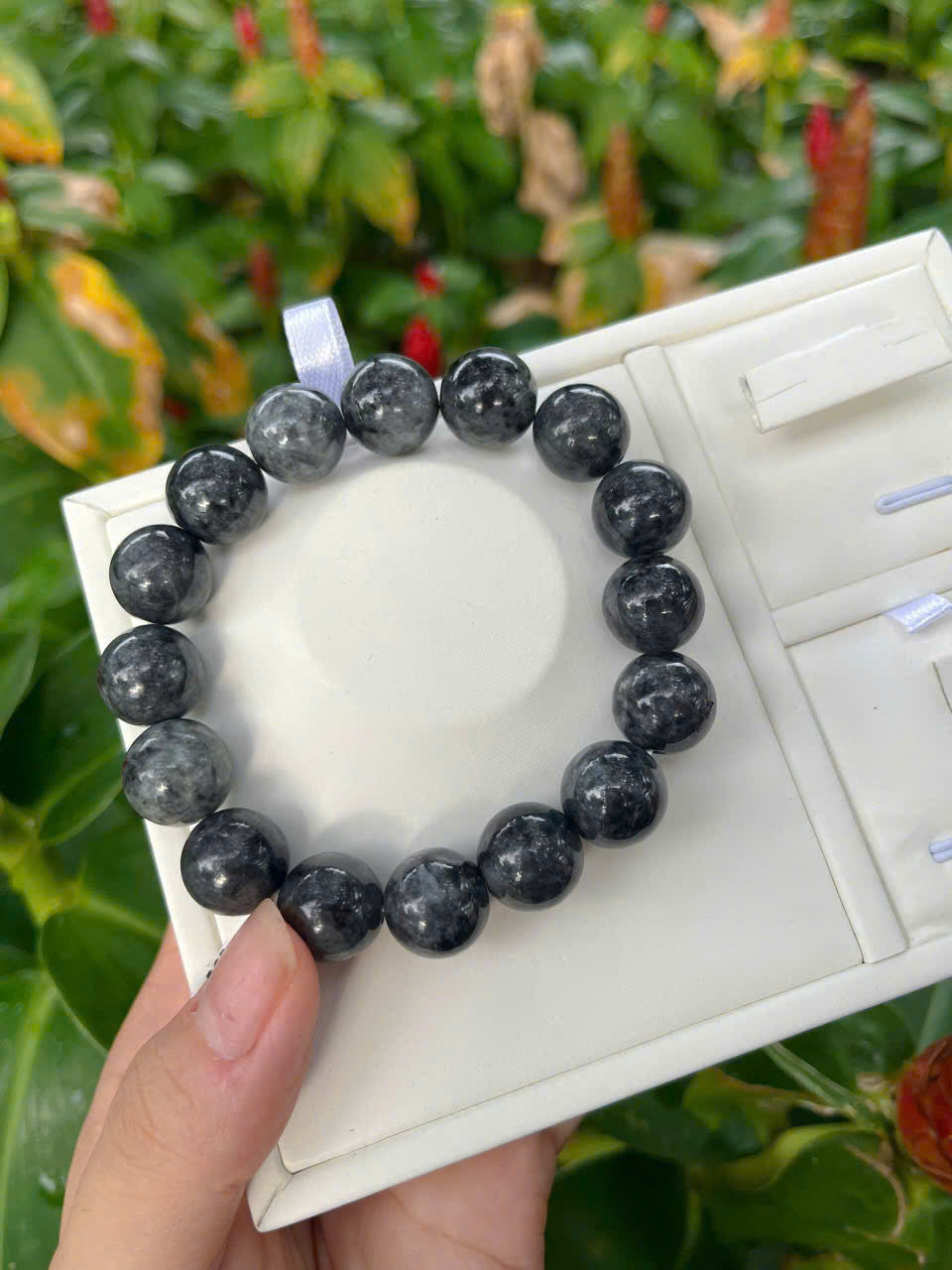 BLACK NATURAL JADEITE BEADED BRACELET, GIFT FOR MEN, SUPPER ENERGY, HIGH FASHION, GEMSTONES JEWELRY, 13.5MM