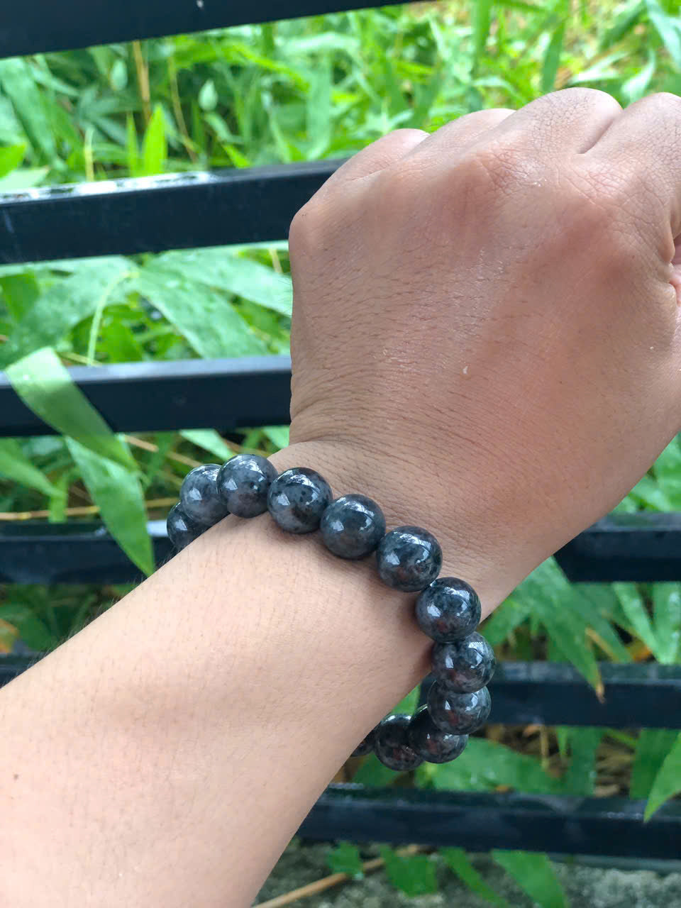 BLACK NATURAL JADEITE BEADED BRACELET, GIFT FOR MEN, SUPPER ENERGY, HIGH FASHION, GEMSTONES JEWELRY, 13.5MM