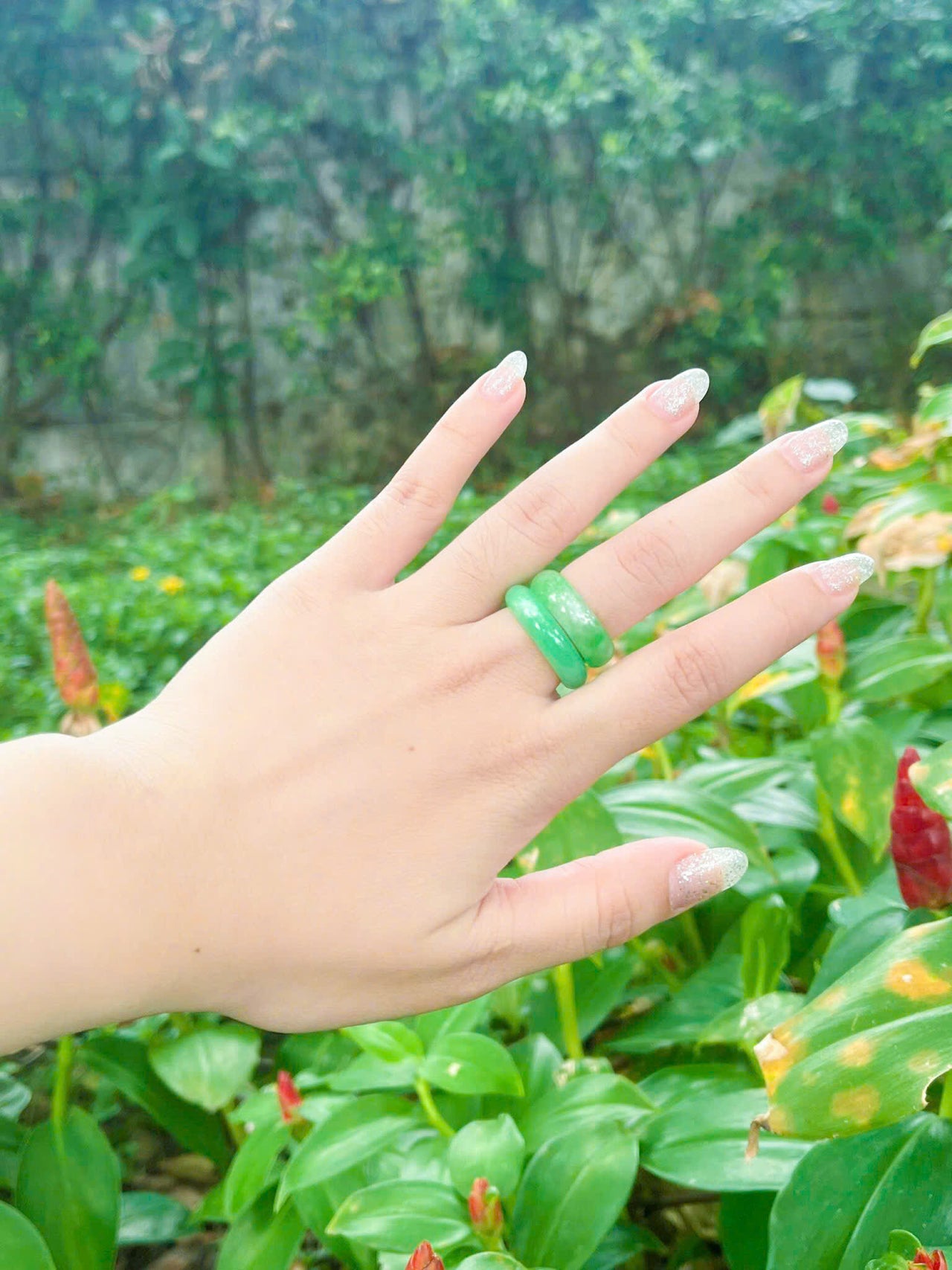 RARE GREEN JADE RING, NATURAL GRATE A JADE, ICY TRANSLUCENT QUALITY, BURMESE JADE, WOMAN RING, MAN RING