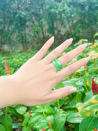 Thumbnail for RARE GREEN JADE RING, NATURAL GRATE A JADE, ICY TRANSLUCENT QUALITY, BURMESE JADE, WOMAN RING, MAN RING