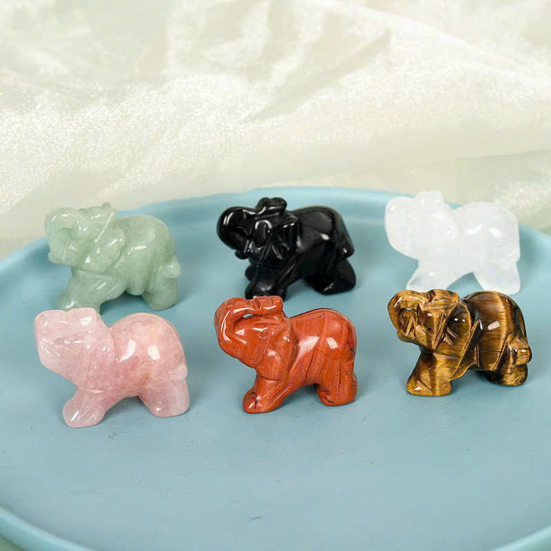 CARVED ELEPHANT FIGURINE CRAFTS GIFTS, CUTE ANIMAL HOME DECOR, ATTACT WEALTH AND PROSPERITY FOR THE FAMILY, CRYSTAL CARVING