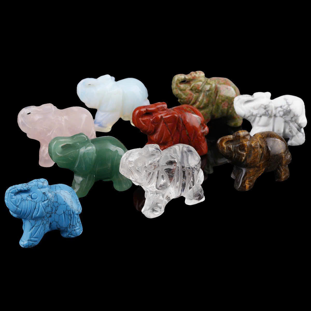 CARVED ELEPHANT FIGURINE CRAFTS GIFTS, CUTE ANIMAL HOME DECOR, ATTACT WEALTH AND PROSPERITY FOR THE FAMILY, CRYSTAL CARVING