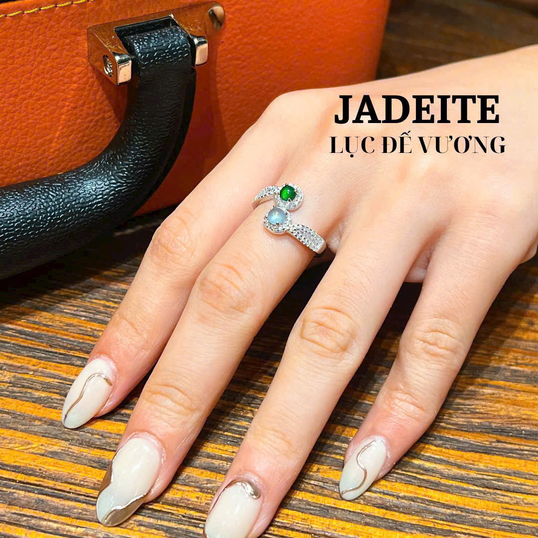 JADEITE JADE RING, GRADE A GUATEMALA JADE RING & IMPERIAL GREEN JADE, NATURAL GRADE A JADE, GEMSTONE RING, ADJUSTABLE RING, S925 SILVER, GIFT FOR HER.