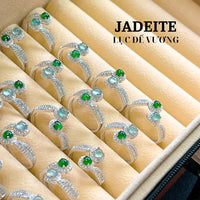 Thumbnail for JADEITE JADE RING, GRADE A GUATEMALA JADE RING & IMPERIAL GREEN JADE, NATURAL GRADE A JADE, GEMSTONE RING, ADJUSTABLE RING, S925 SILVER, GIFT FOR HER.