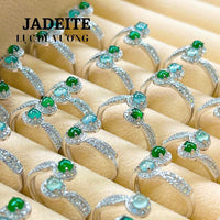 Thumbnail for JADEITE JADE RING, GRADE A GUATEMALA JADE RING & IMPERIAL GREEN JADE, NATURAL GRADE A JADE, GEMSTONE RING, ADJUSTABLE RING, S925 SILVER, GIFT FOR HER.