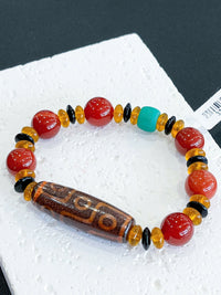 Thumbnail for TIBETAN AGATE DZI BRACELET, AGATE BEAD STRETCH BRACELET LUCKY TALISMAN FOR GIFT