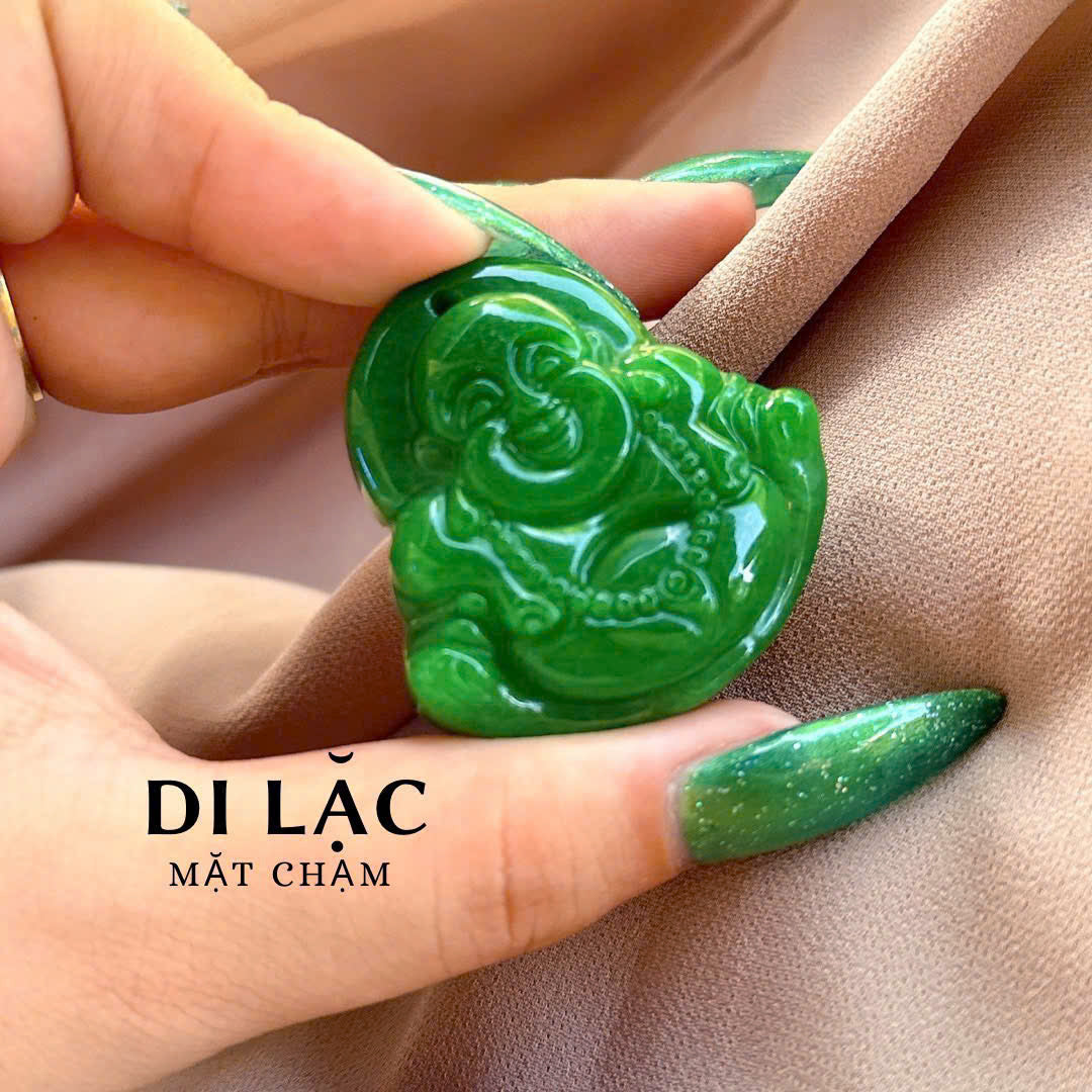 LAUGHING BUDDHA JADE PENDANT, JADE BUDDHA GEMSTONE, GENUINE TYPE A JADE, GIFT JEWELRY, LUCK CARVING JADE