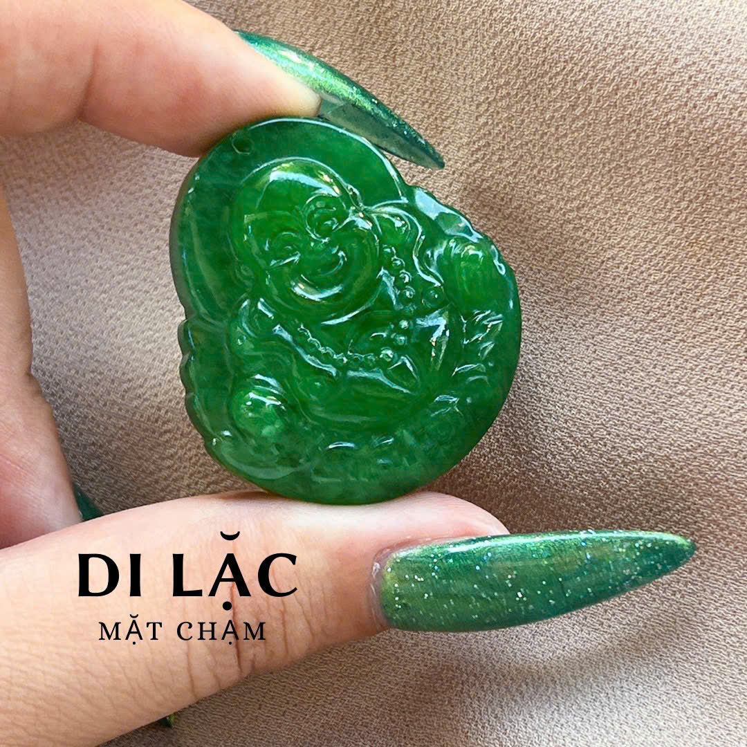 LAUGHING BUDDHA JADE PENDANT, JADE BUDDHA GEMSTONE, GENUINE TYPE A JADE, GIFT JEWELRY, LUCK CARVING JADE