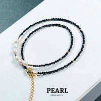 Thumbnail for BLACK QUARTZ NECKLACE MIX WITH FRESHWATER PEARLS AND GOLD-PLATED BEADS,BLACK QUARTZ IS FACETED SPECIFICALLY, DESIGNED NECKLACE, SOPHISTICATED AND HIGH-END,WEDDING JEWELRY, UNIQUE GIFT FOR HER.