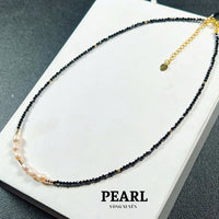 Thumbnail for BLACK QUARTZ NECKLACE MIX WITH FRESHWATER PEARLS AND GOLD-PLATED BEADS,BLACK QUARTZ IS FACETED SPECIFICALLY, DESIGNED NECKLACE, SOPHISTICATED AND HIGH-END,WEDDING JEWELRY, UNIQUE GIFT FOR HER.