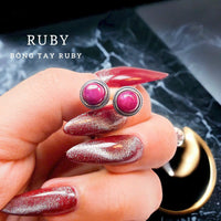 Thumbnail for STAR RUBY STUD EARINGS, DAINTY JEWELRY, 925 SILVER, ROUND STAR RUBY STUD, HANDMADE STONE FOR BEAUTIFUL JEWELRY