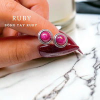 Thumbnail for STAR RUBY STUD EARINGS, DAINTY JEWELRY, 925 SILVER, ROUND STAR RUBY STUD, HANDMADE STONE FOR BEAUTIFUL JEWELRY