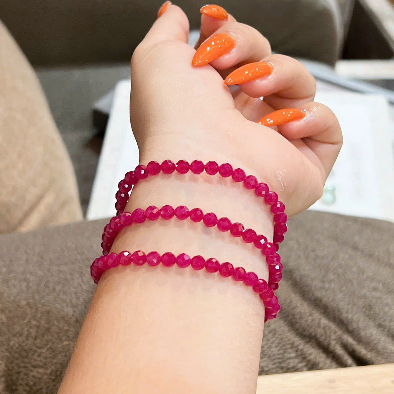 NATURAL RUBY BRACELET MIX STERLING SILVER, FACETED ROUND RUBY BEADS, JEWELRY VALENTINE'S DAY, DESIGNED BRACELET, GIFT FOR MOM, FOR GIRLFRIEND , REPRESENTS THE CANCER ZODIAC SIGN