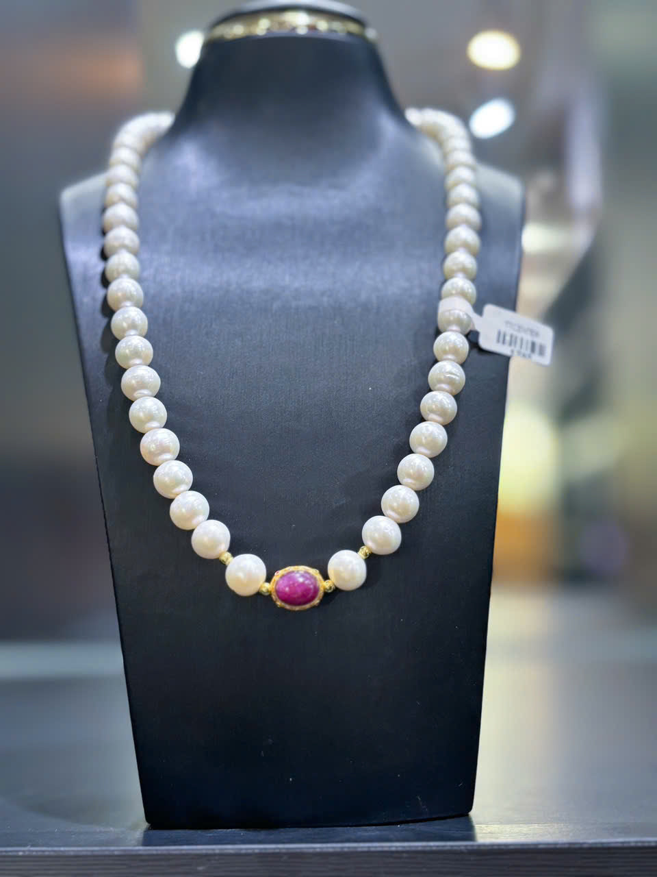 FRESHWATER PEARLS MIX RUBIES, NATURAL PEARLS, GOLD-PLATED, CHARMING ACCENTS, CUSTOM-DESIGNED, PERFECT GIFT FOR HER, 8MM PEARLS BEADED