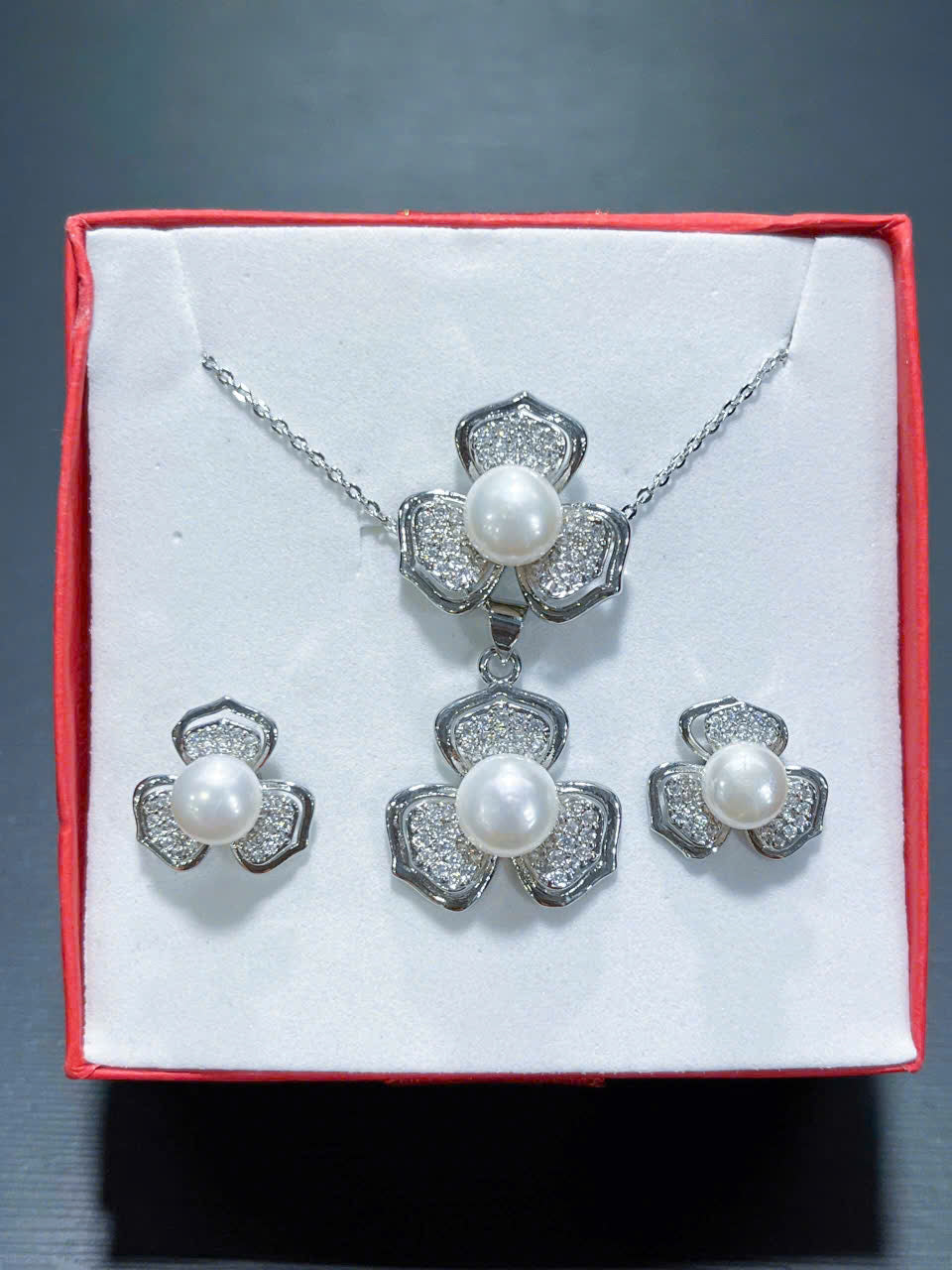 STERLING SILVER FRESHWATER PEARL, DESIGNED PEARL JEWELRY SET, NATURAL PEARL SET, ELEGENT JEWELRY SET, ELEGENT PEARL NECKLACE, WEDDING GIFT, PERFECT GIFT FOR HER