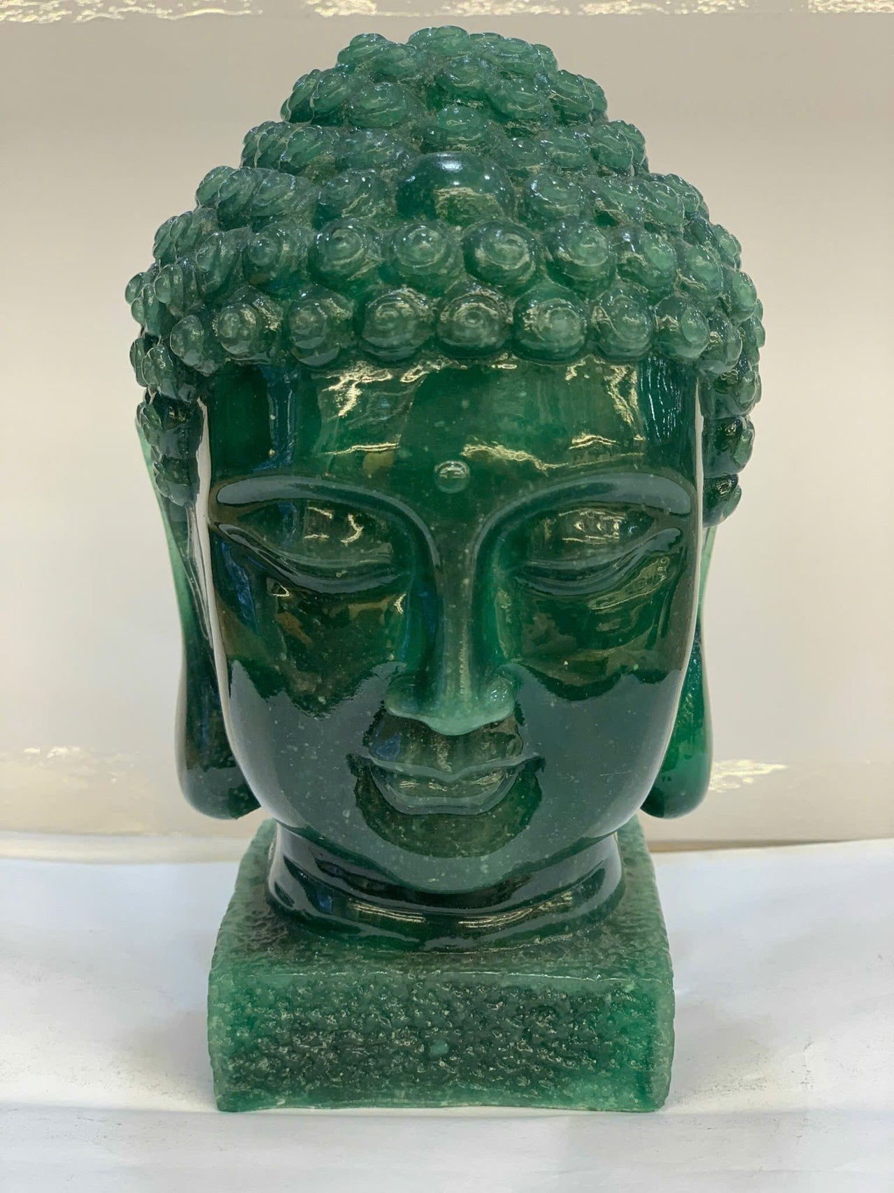 LANDSCAPE JADE BUDDHA HEAD STATUE - HANDCRAFTED BY ARTISANS - RARE PRECIOUS STONE - BEAUTIFUL VEINS - A MEANINGFUL GIFT BRINGING HAPPINESS, PROSPERITY, AND GOOD FORTUNE TO YOUR LOVED ONES AND YOUR LIVING SPACE