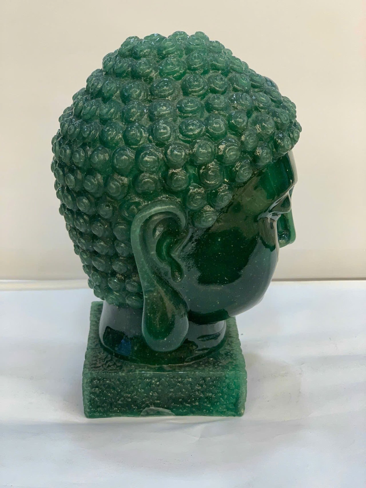 LANDSCAPE JADE BUDDHA HEAD STATUE - HANDCRAFTED BY ARTISANS - RARE PRECIOUS STONE - BEAUTIFUL VEINS - A MEANINGFUL GIFT BRINGING HAPPINESS, PROSPERITY, AND GOOD FORTUNE TO YOUR LOVED ONES AND YOUR LIVING SPACE