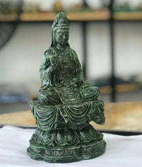 Thumbnail for THE JADE GUANYIN BUDDHA STATUE, JADE GREEN BUDDHA GUANYIN STATUE - A SYMPOL OF PEACE, HANDCARVED JADE STONE BUDDHA, BEAUTIFUL ADDITION TO ANY HOME